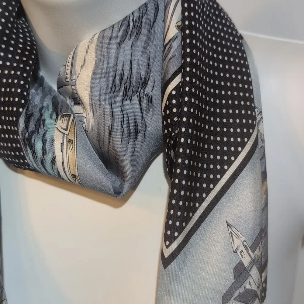 Talbots Black and White SILK Scarf - Picture 8 of 10